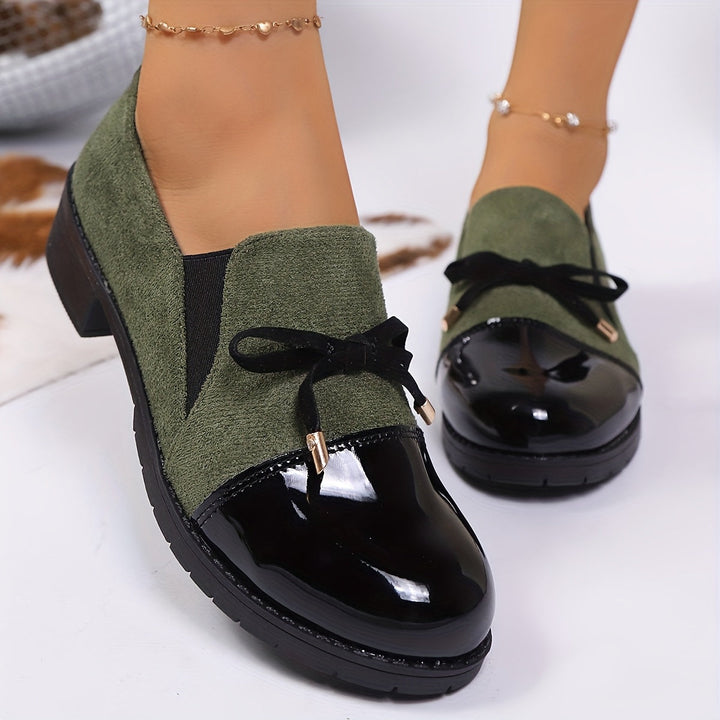 Damen Loafers mit Schleife Blockabsatz
