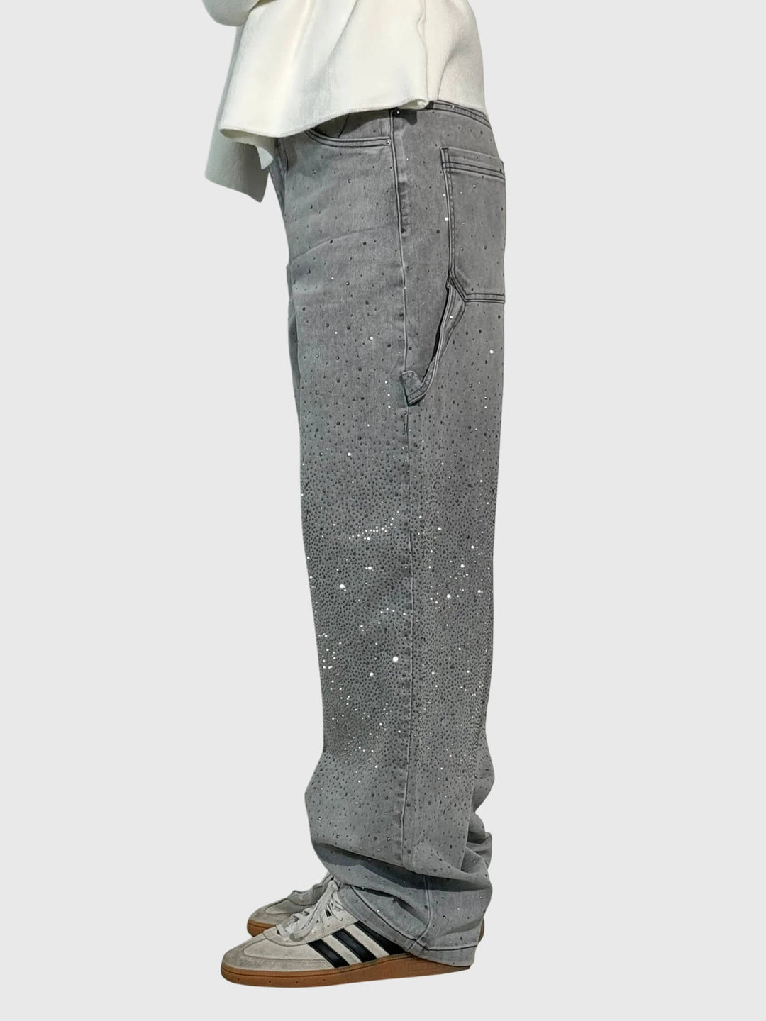 Greta | Damen Glänzende Diamant Denim Hose