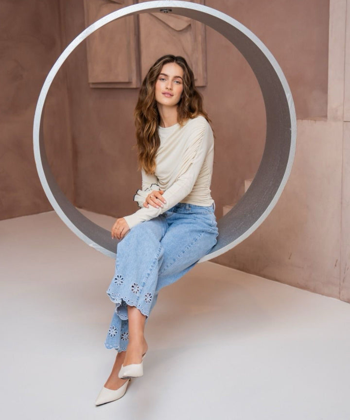 Stretch Straight Leg Jeans Umena Hellblau Ladypolitan ♡