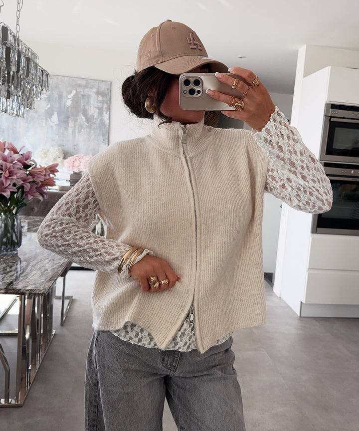 Kurzarm Strickjacke Belinda Beige Ladypolitan ♡