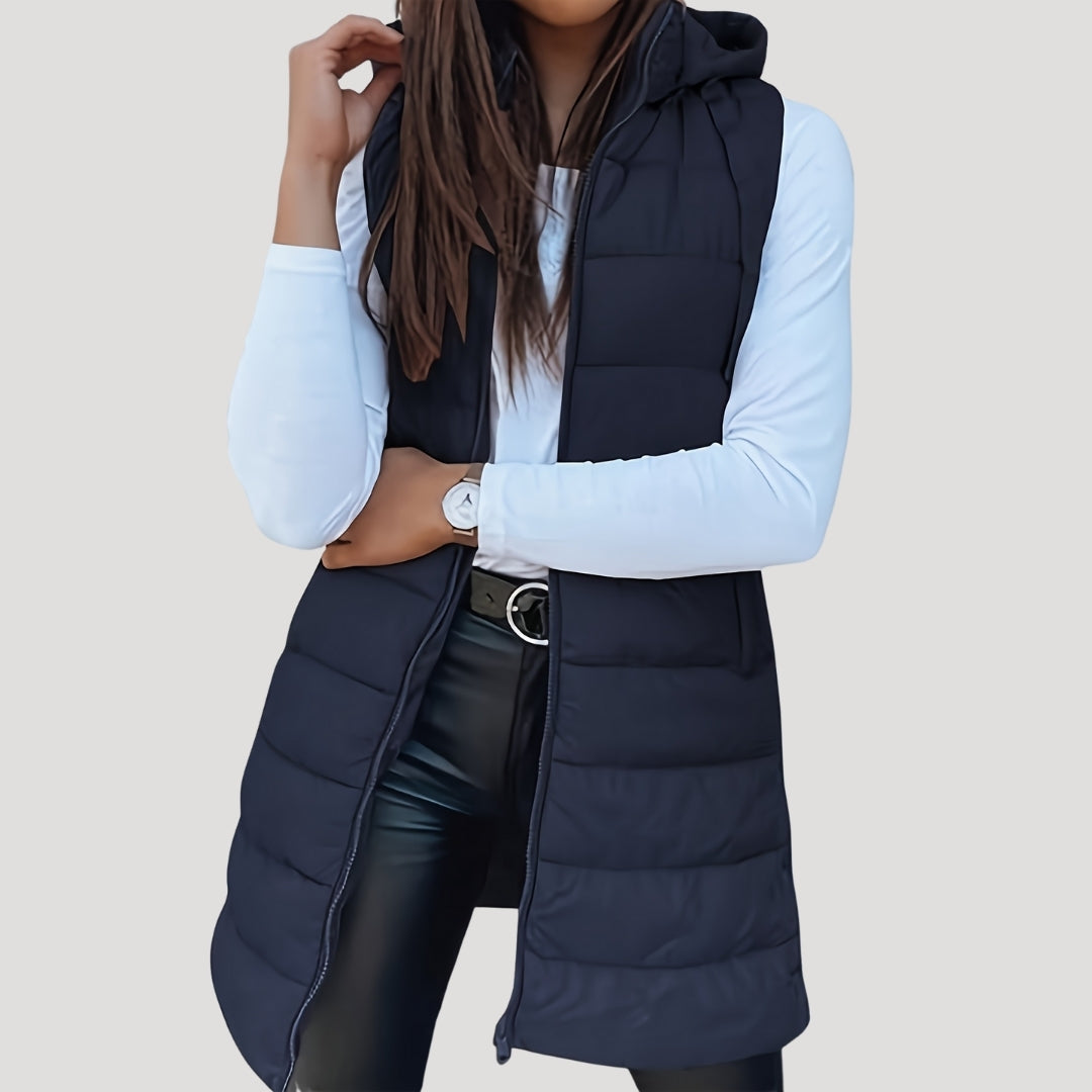 Martina | Winter Steppweste für Damen mit Kapuze