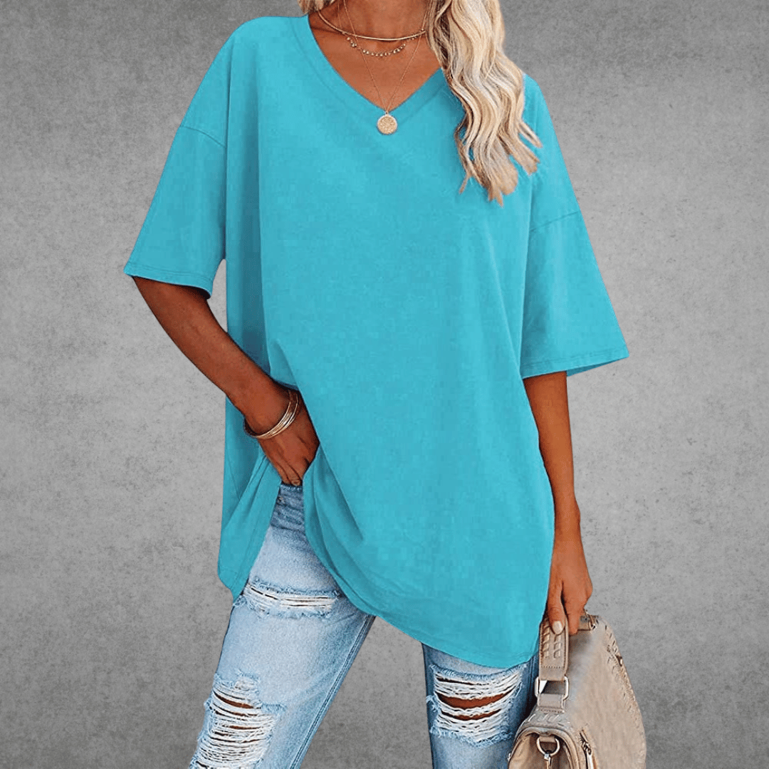 Damen V-Ausschnitt T-Shirt kurzarm