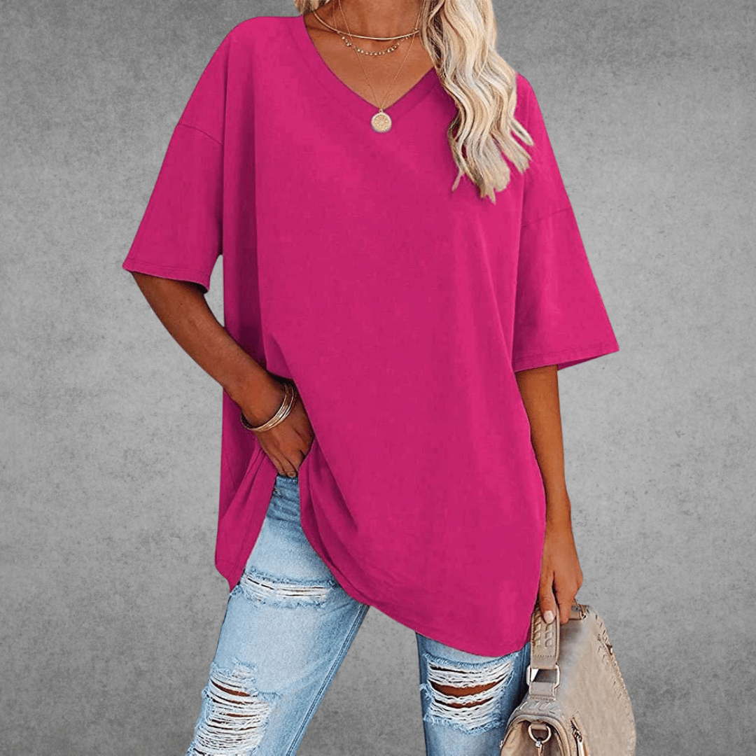 Damen V-Ausschnitt T-Shirt kurzarm