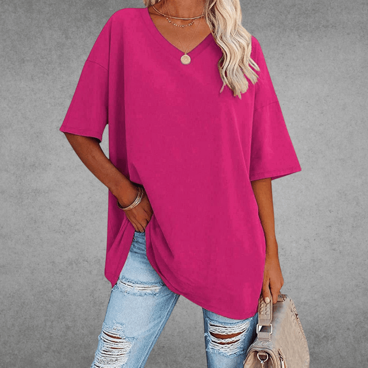 Damen V-Ausschnitt T-Shirt kurzarm