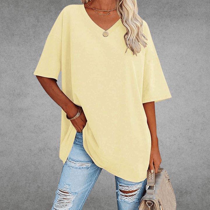 Damen V-Ausschnitt T-Shirt kurzarm