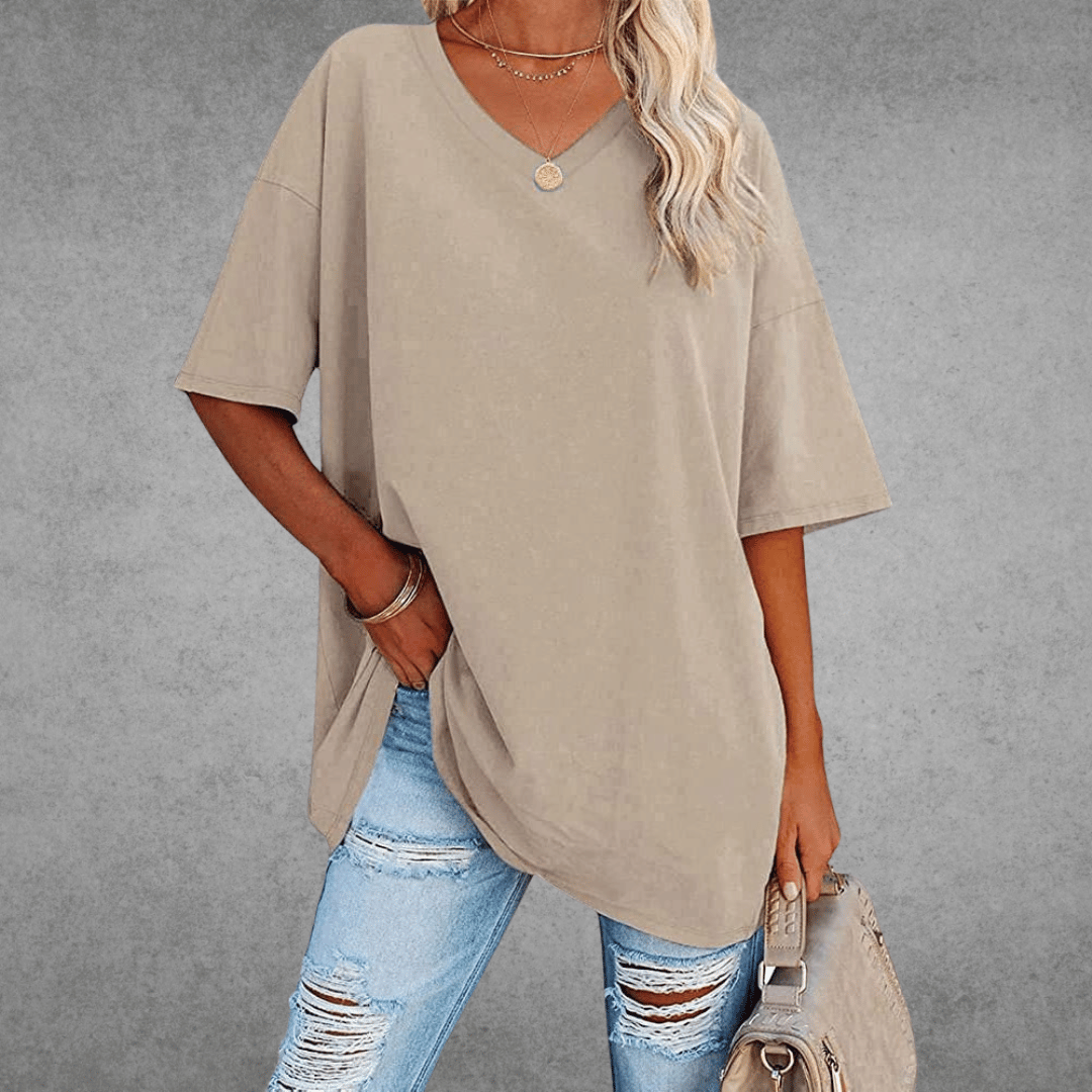 Damen V-Ausschnitt T-Shirt kurzarm