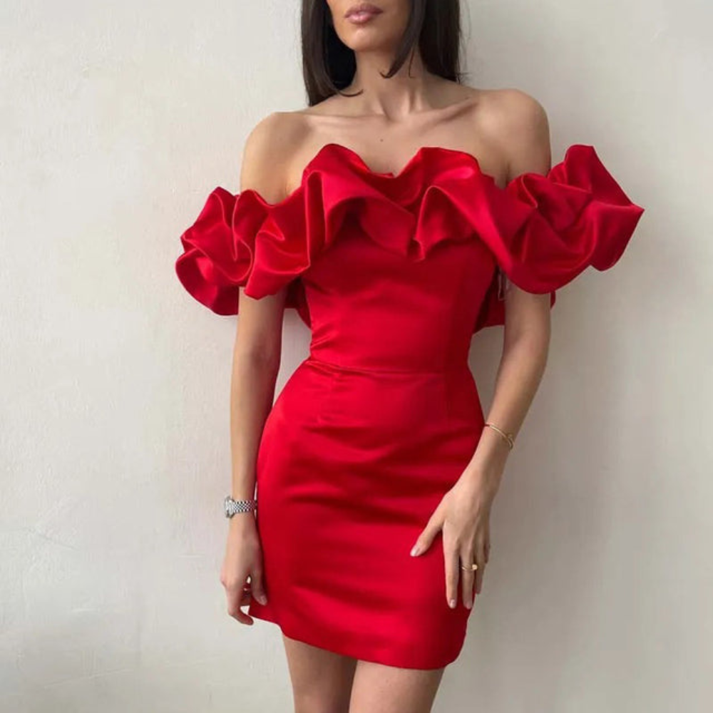 Natascha | Damen Hochzeitsgast Rüschen Minikleid