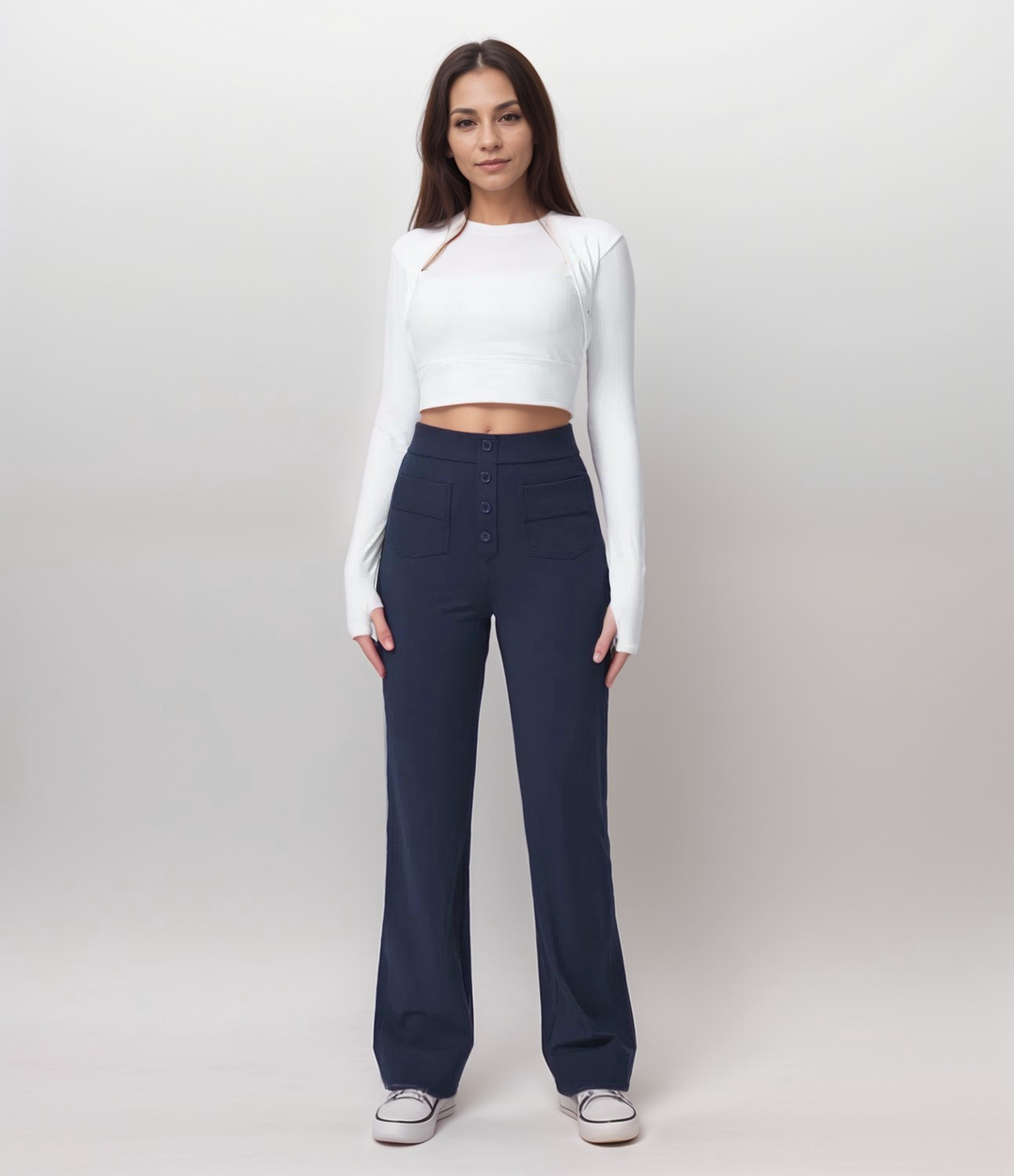 Damen Hose mit hoher Taille und figurformender Passform