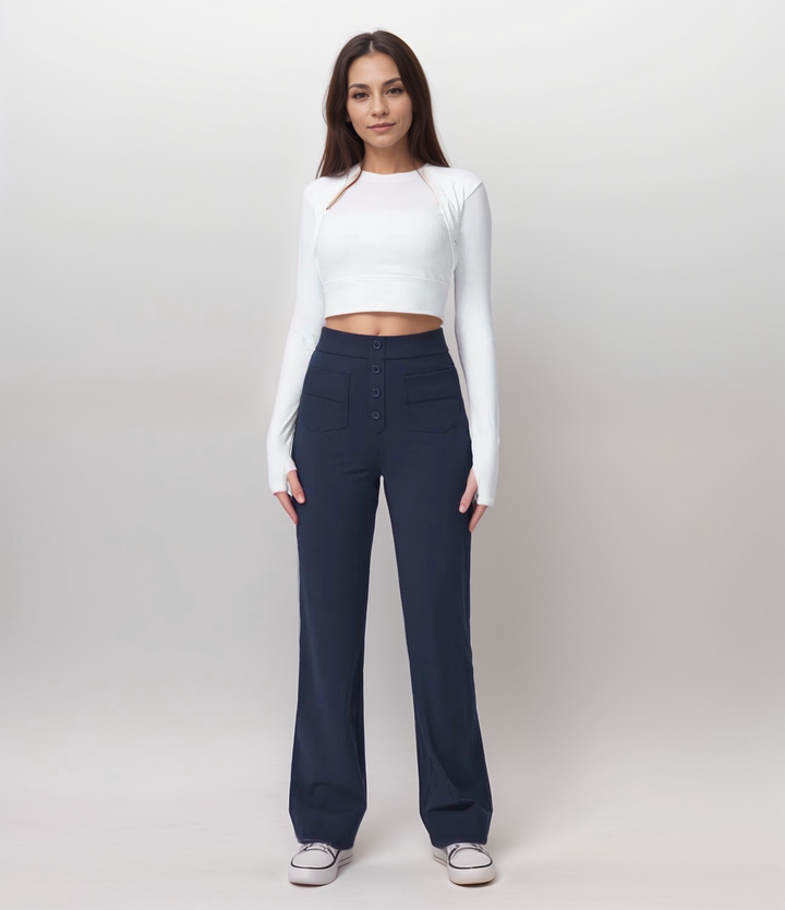 Damen Hose mit hoher Taille und figurformender Passform