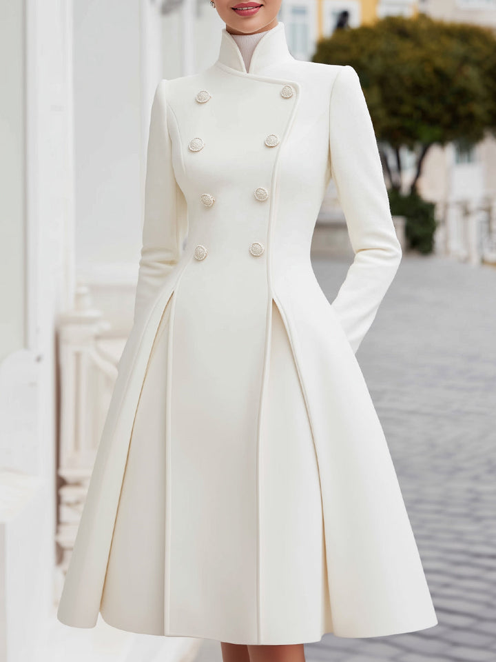Doppelreihiges A-Linien-Mantelkleid für Damen | Wollmischung