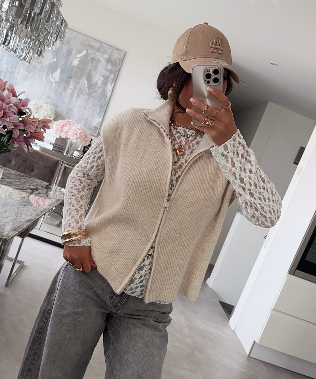 Kurzarm Strickjacke Belinda Beige Ladypolitan ♡