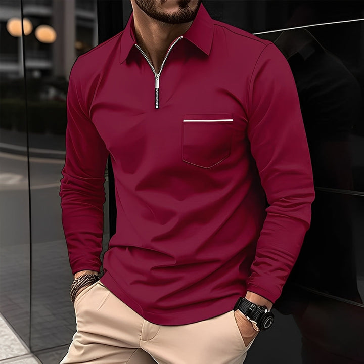 Florent - Langarm-Polo für Herren mit Reißverschluss