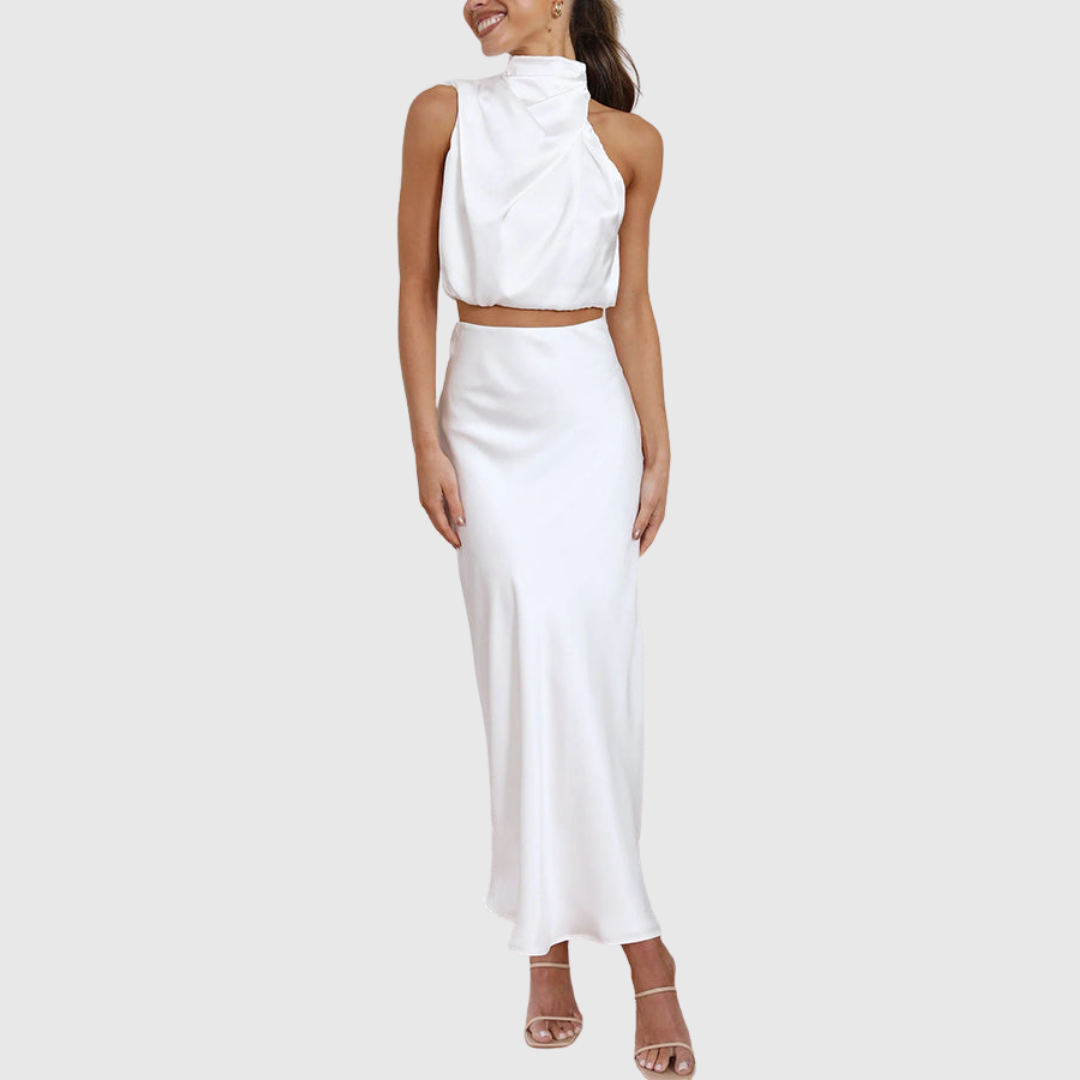Annika – Elegant satin drape Set for Women - Image 6