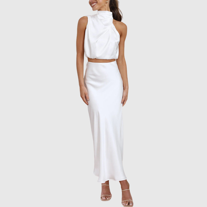 Annika – Elegant satin drape Set for Women - Image 6