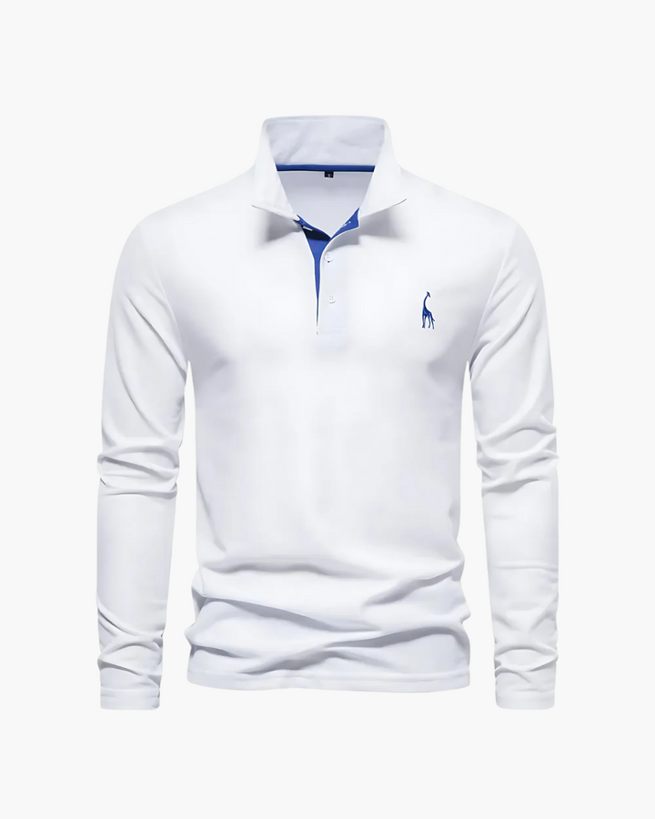 Schlank geschnittenes Langarm Poloshirt mit Kontrastkragen