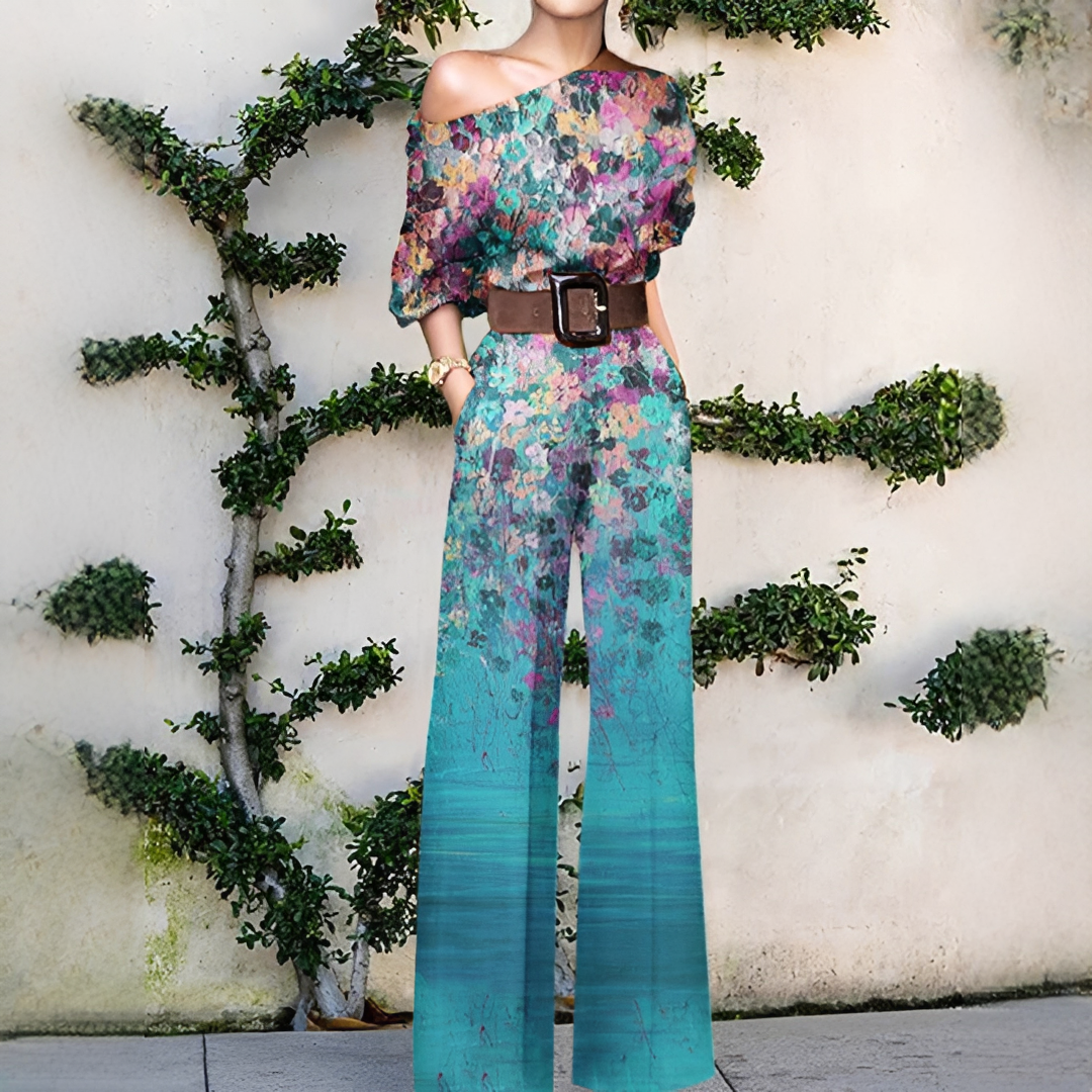 Chandrine - Asymmetrischer Damenoverall mit weiten Beinen