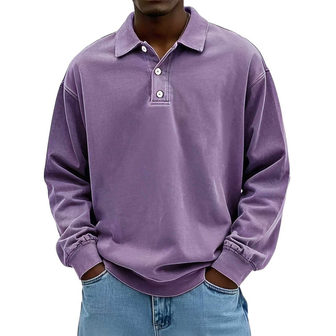 Lothaire - Vintage Langarm-Polo für Herren