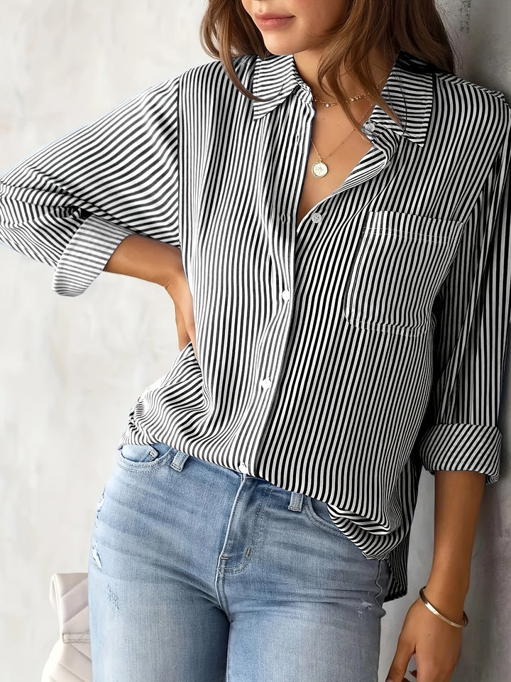 Nancy - Entspanntes, langärmeliges Damen-Shirt mit Streifen