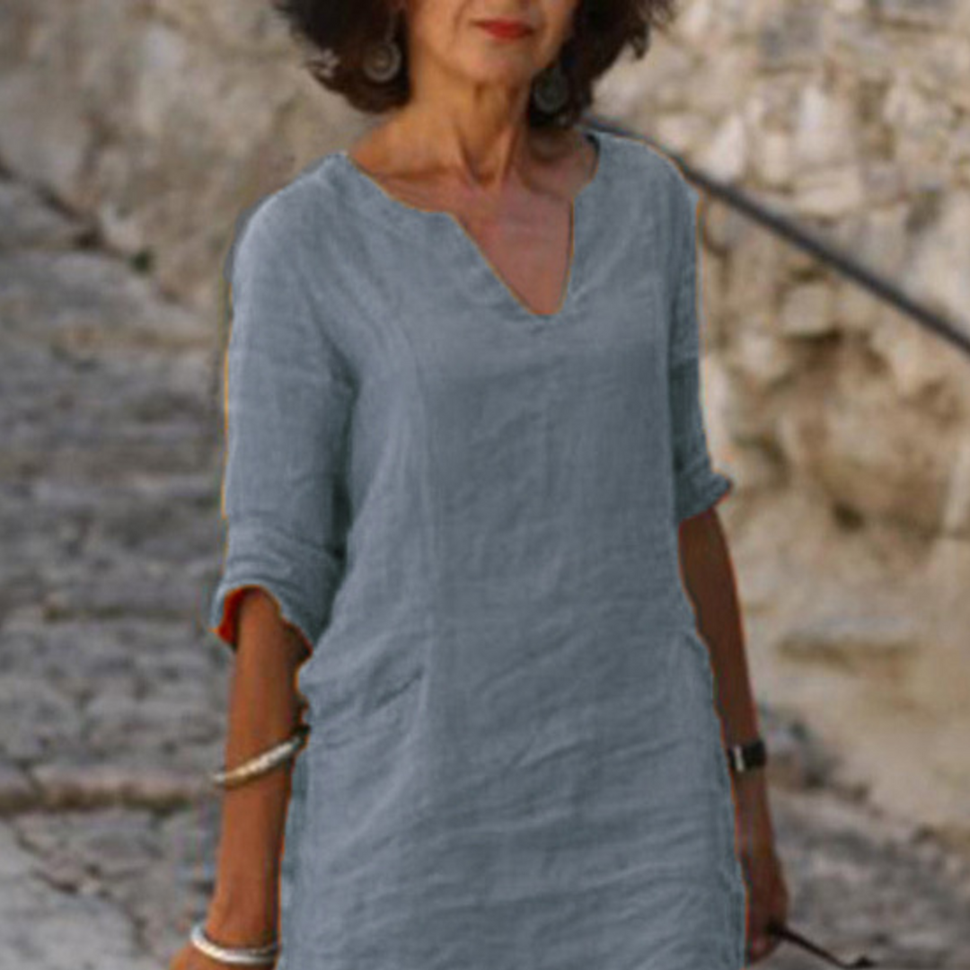 Elvy Sommerkleid mit V-Ausschnitt – Elegant & Figurschmeichelnd