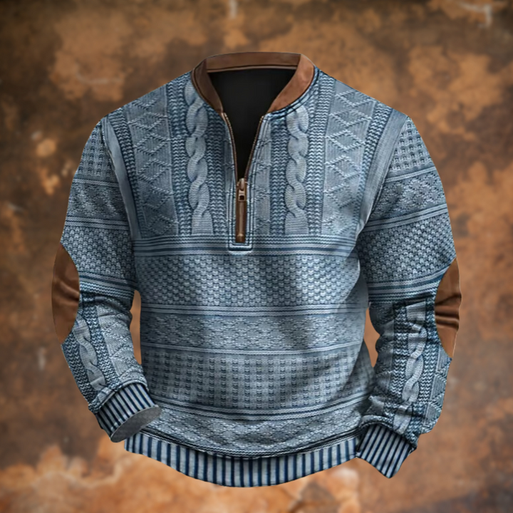 Pullover Mit Reißverschluss | Strukturiertes Musterdesign