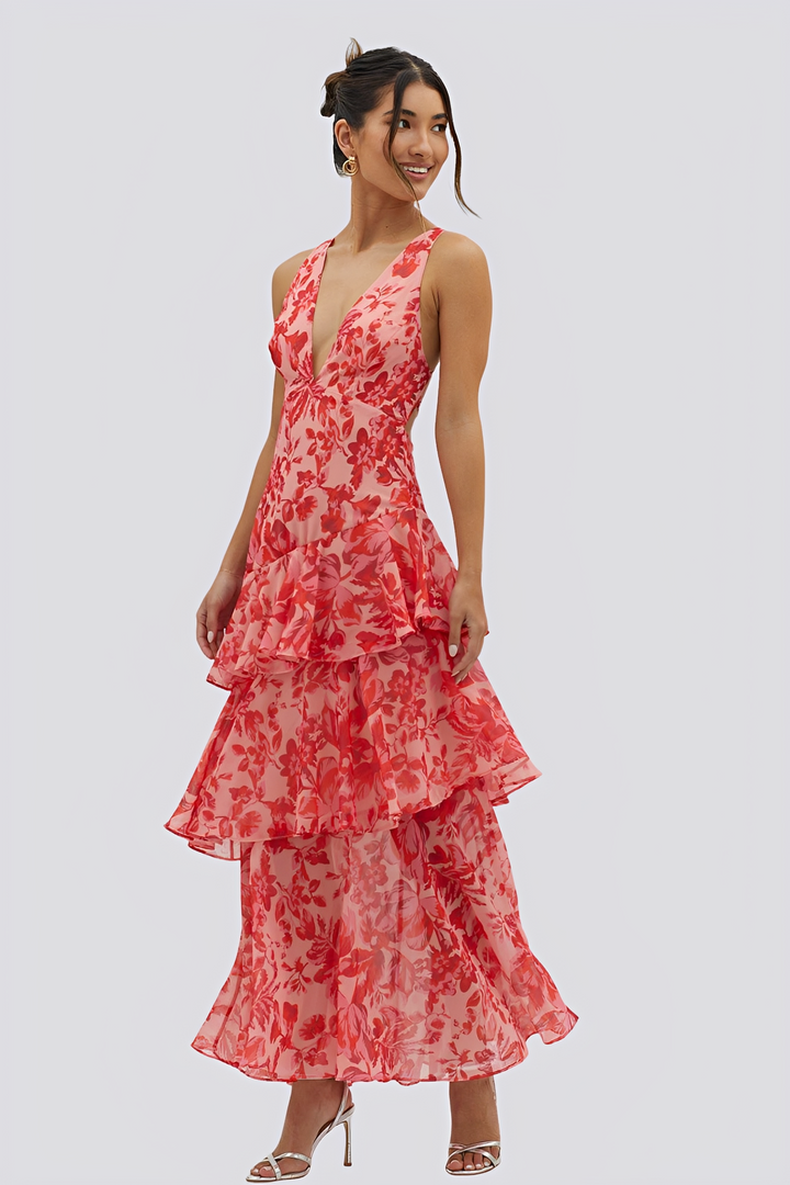 Hazel - Rückenfreies Maxikleid mit Blumenmuster für Damen
