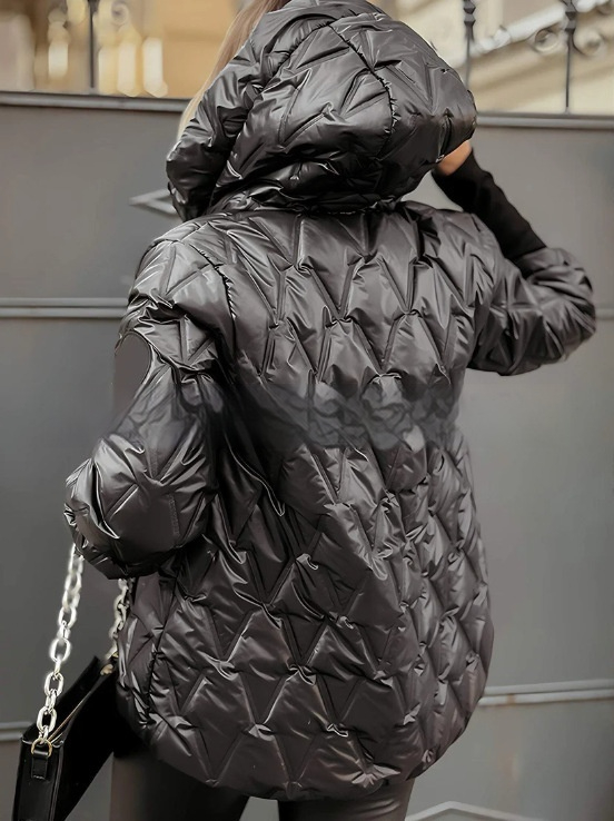 Dauenjacke Kapuze | Winterjacke Kurzer Schnitt Reißverschluss