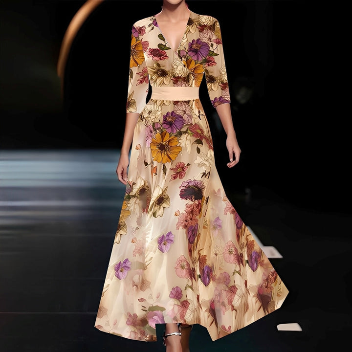 Débora - Langes stilvolles Kleid mit Blumenmuster für Damen