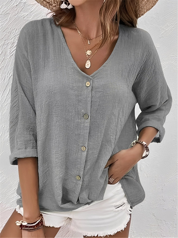 Belle - Bequemes Shirt mit V-Ausschnitt für Damen