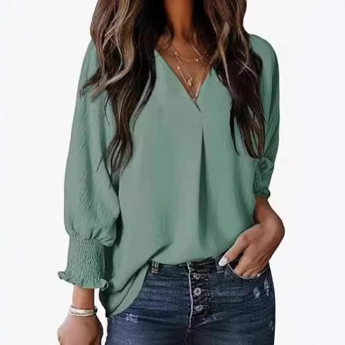 Damen Bluse Kurzarm | V-Ausschnitt Sommer Bluse Elegant & Casual