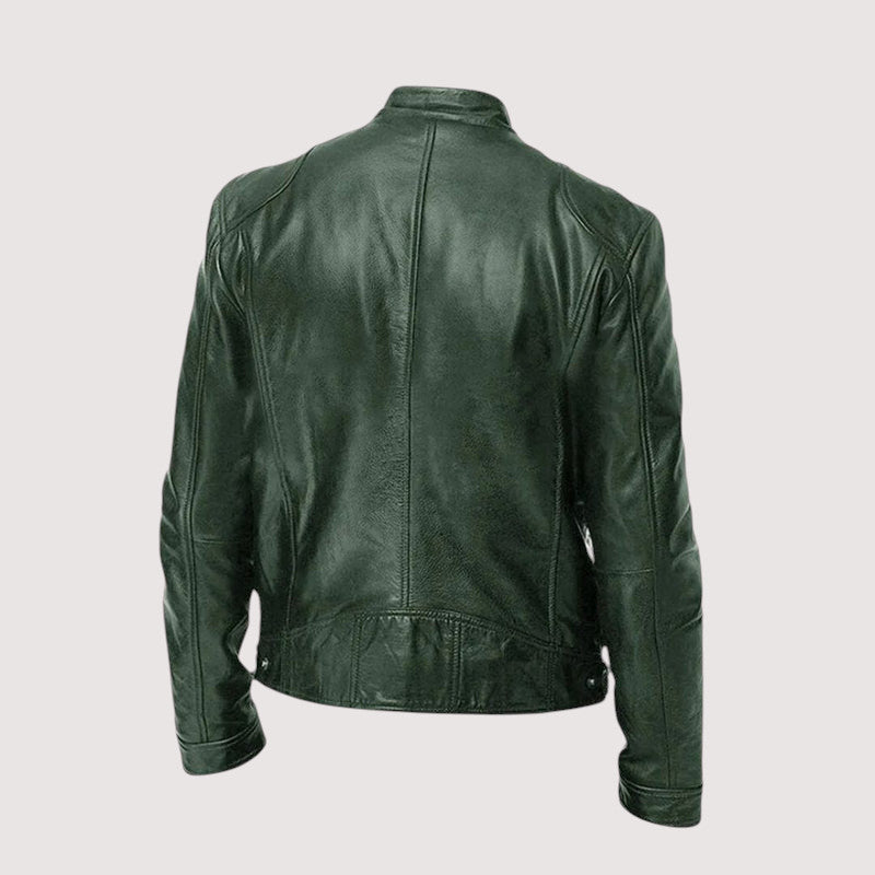 Herren-Lederjacke mit Stehkragen