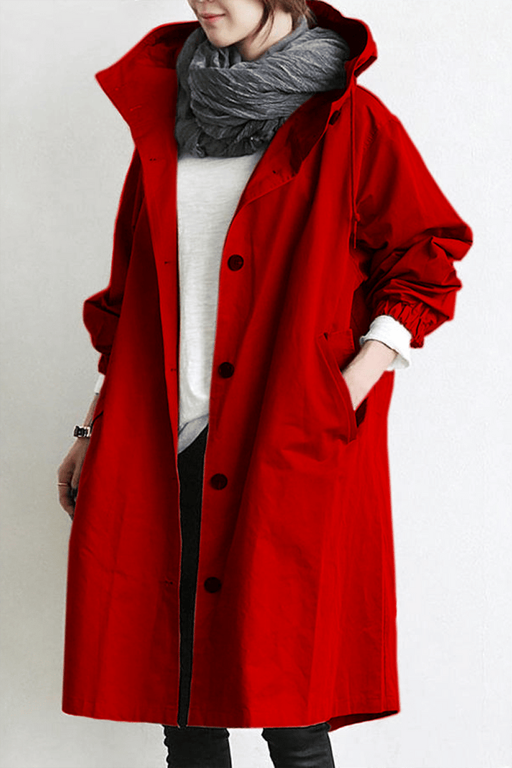Trenchcoat Damen Lang mit Kapuze