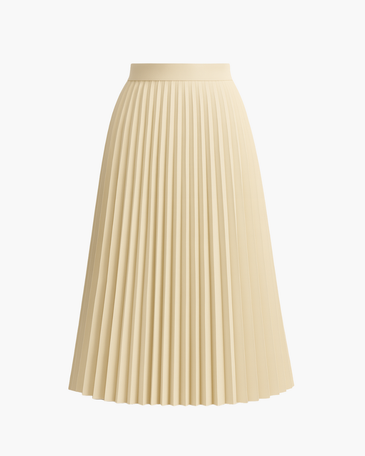 Falten Midi Plisseerock mit hoher Taille