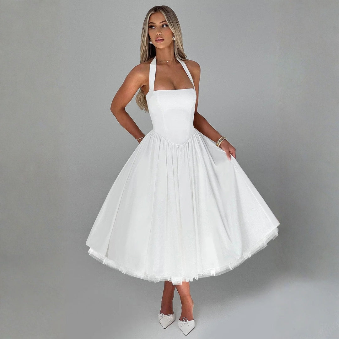Nicole | Damen Hochzeitsgast Neckholder Midikleid