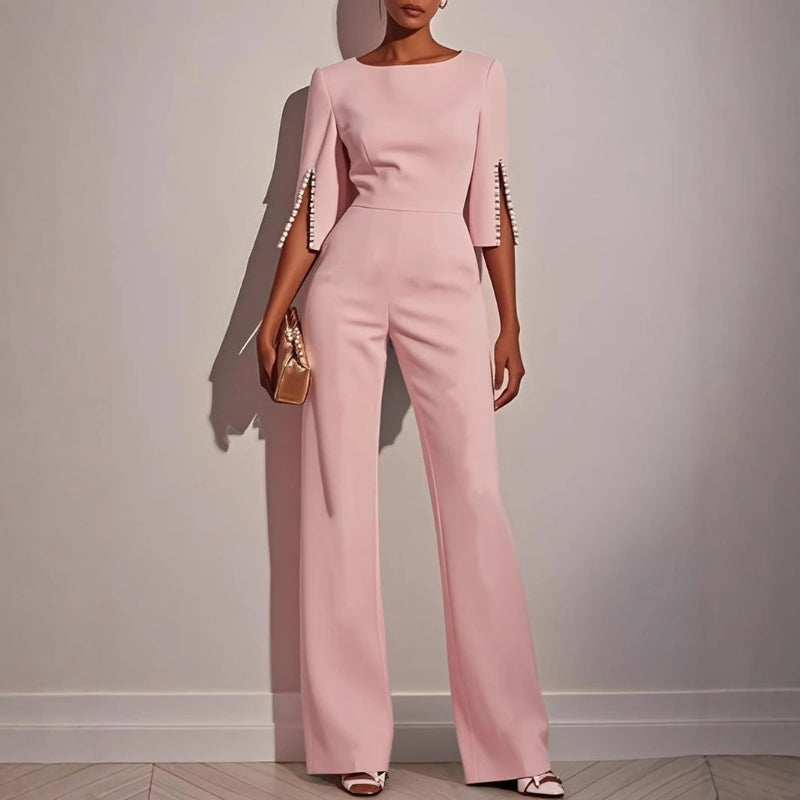 Damen-Jumpsuit mit weiten Beinen | Perlen