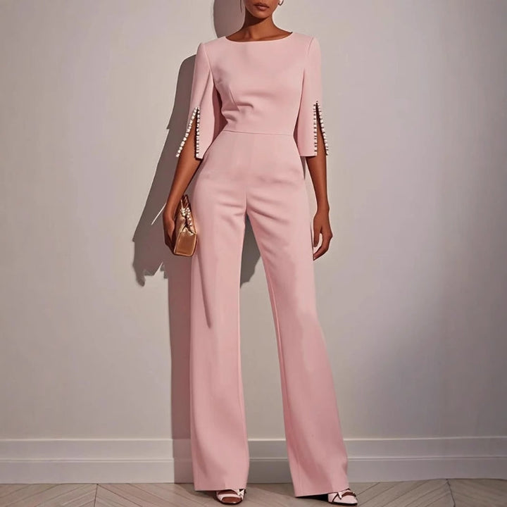 Damen-Jumpsuit mit weiten Beinen | Perlen