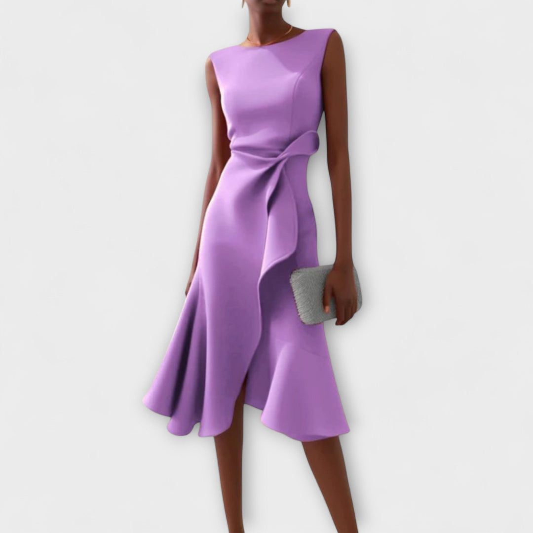 Beatrice | Damen Drapiertes Asymmetrisches Midikleid