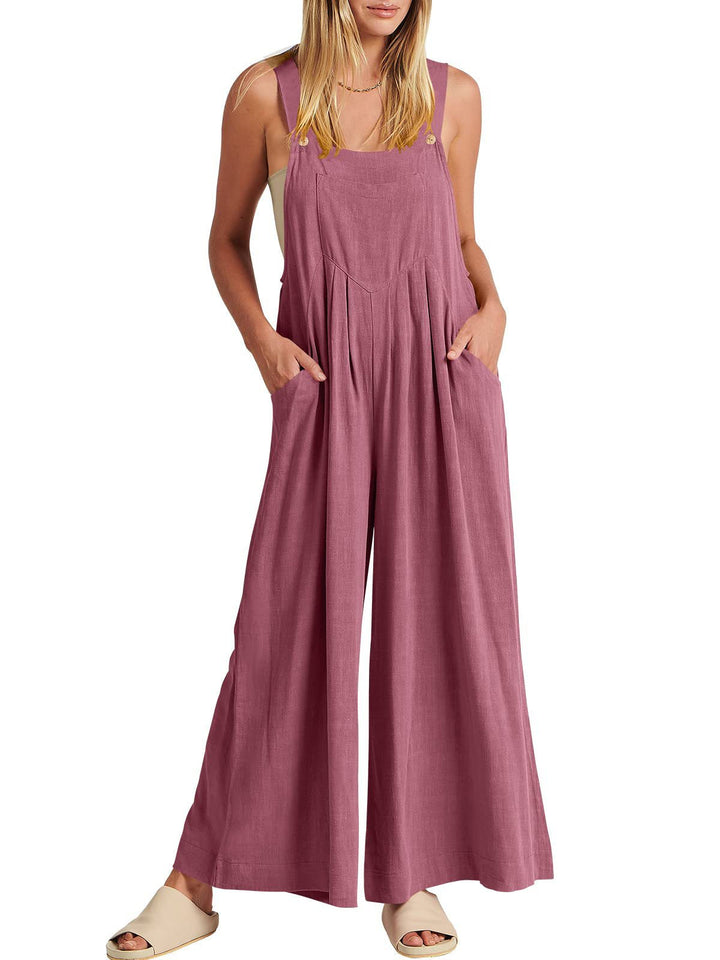 Jumpsuit Damen mit weitem Bein und Taschen