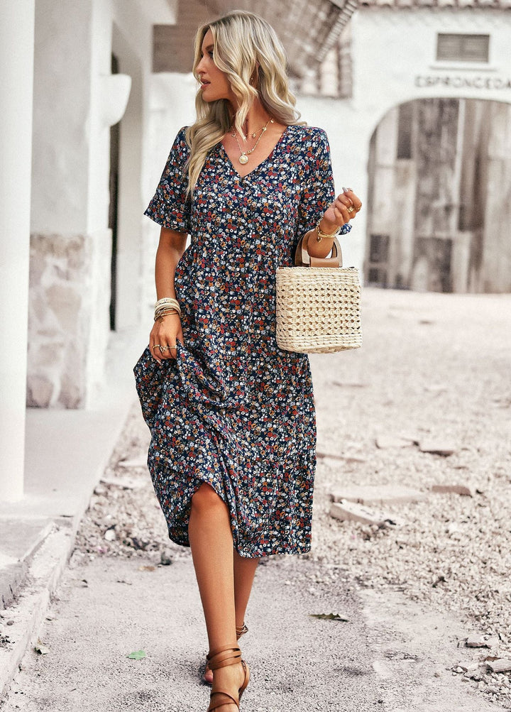 Karly - Bequemes Midikleid mit Blumenmuster für Damen