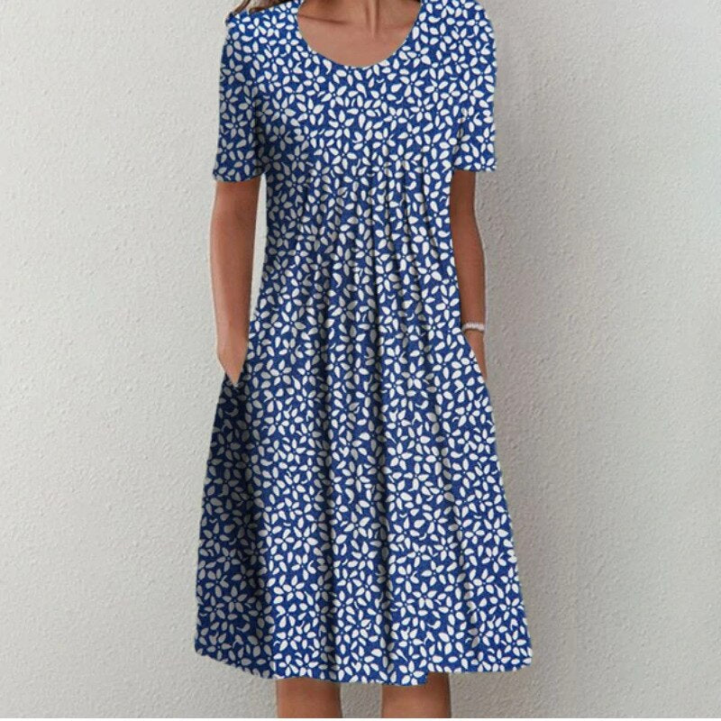 Lily – Stilvolles und lässiges Damenkleid mit floralem Muster und Taschen
