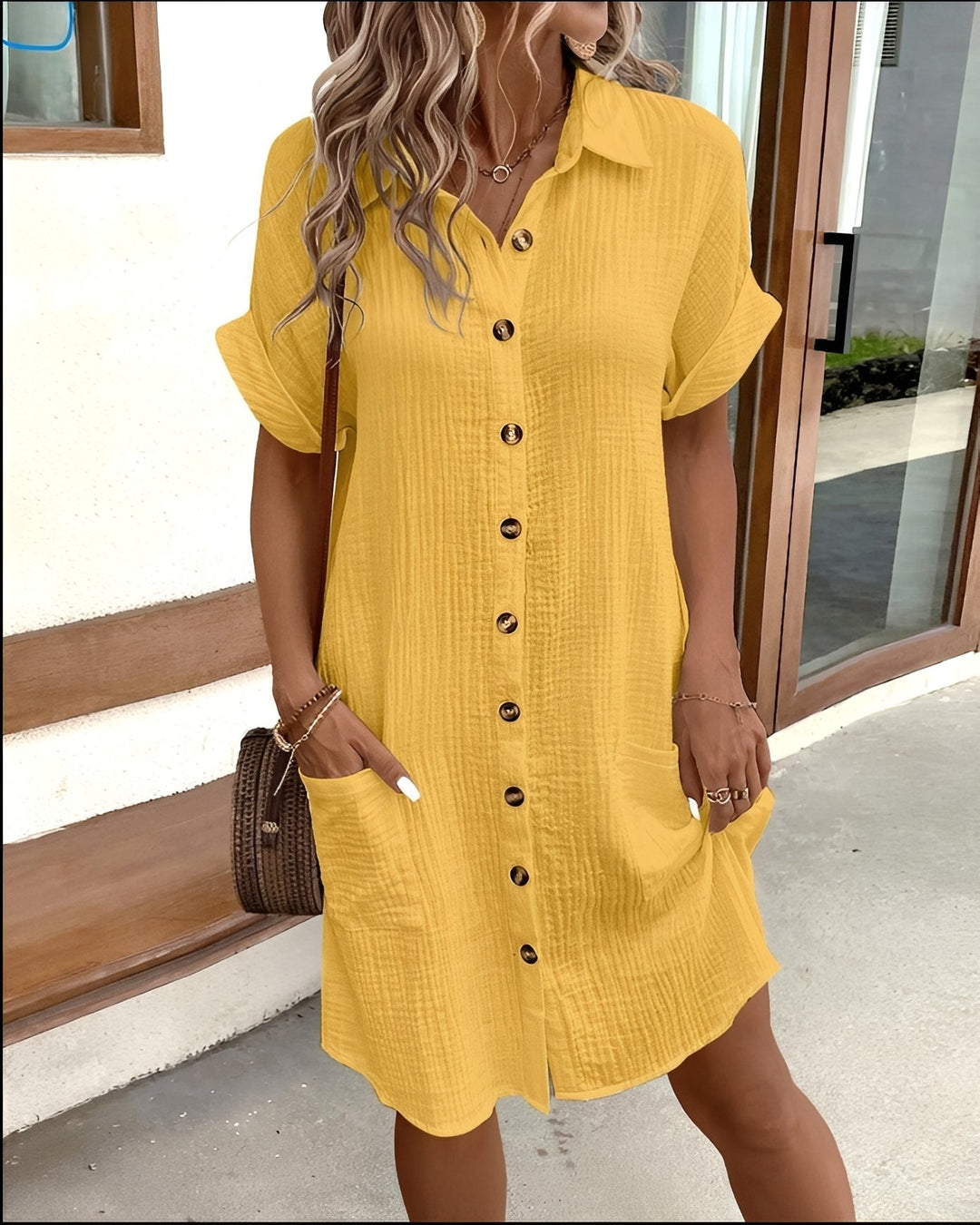 Vanessa - Lockeres, einreihiges Hemdkleid für Damen