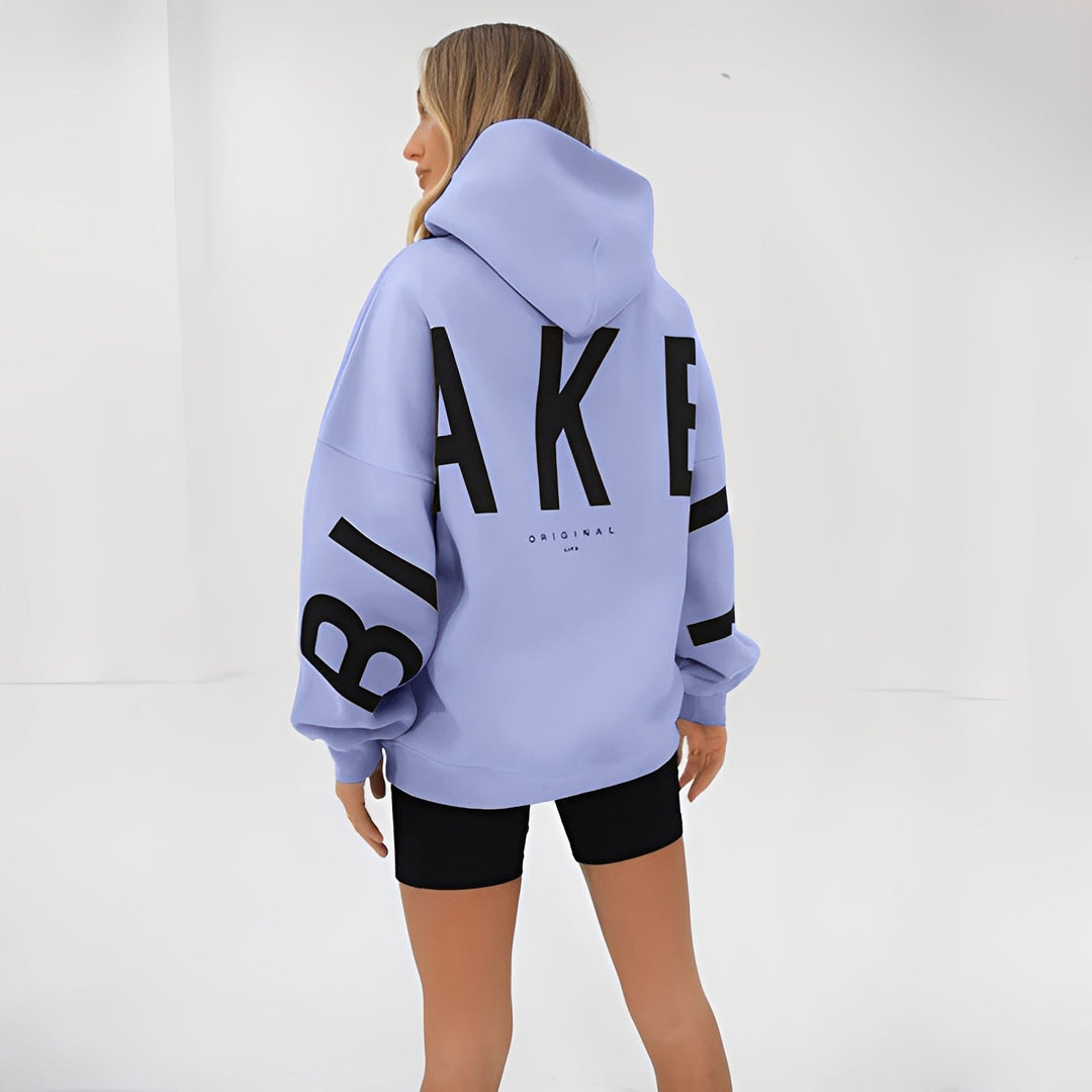 Angeline - Trendiger, dicker Damenkapuzenpullover mit Print