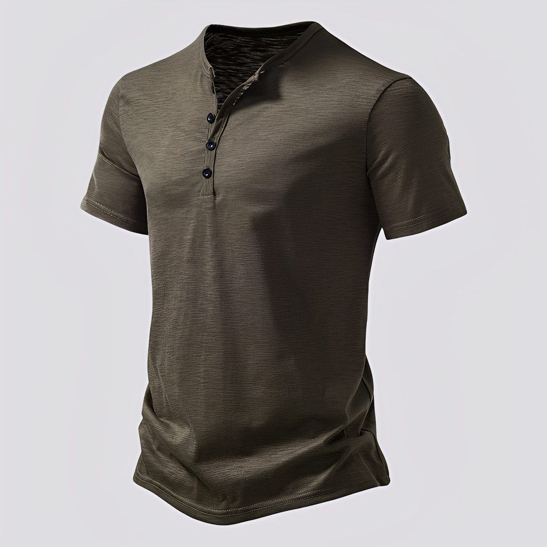 David - Lässiges T-Shirt mit Knöpfen für Herren