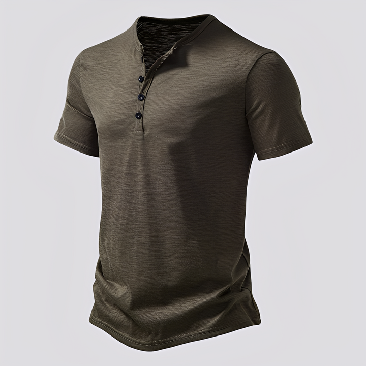 David - Lässiges T-Shirt mit Knöpfen für Herren