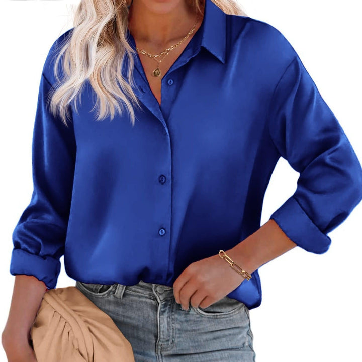 Satinbluse für Damen mit Knopfverschluss