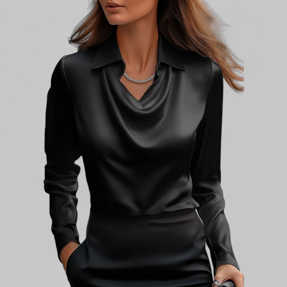 Victoria – Elegante Damenbluse mit fließendem Wasserfallausschnitt