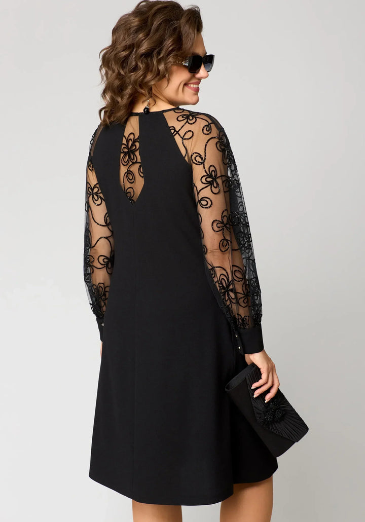 Gabrielle - A-Linien-Robe mit bestickten Mesh-Ärmeln
