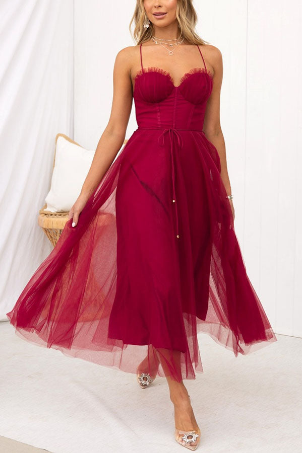 Sandra – Women Chiffon Suspenders Tulle Dress - Image 7