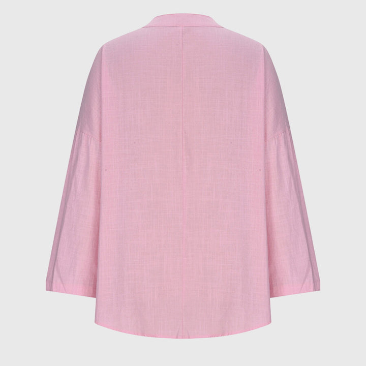 Claudia | Damen Locker Geschnittenes Langarm Casual Top