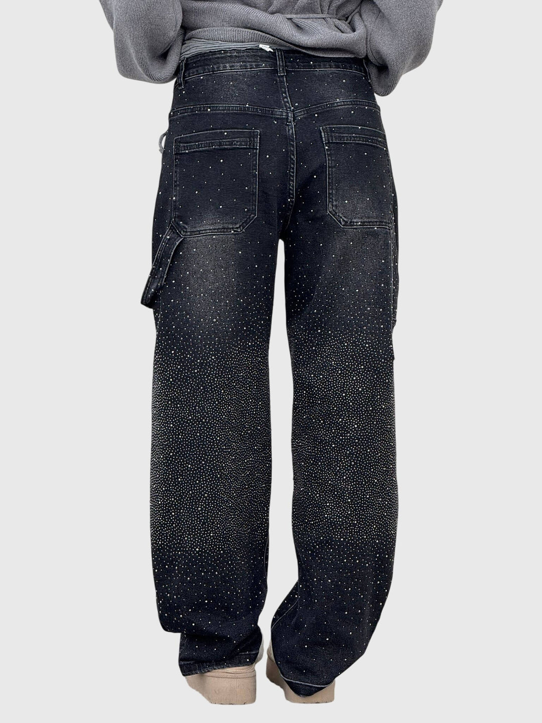Greta | Damen Glänzende Diamant Denim Hose