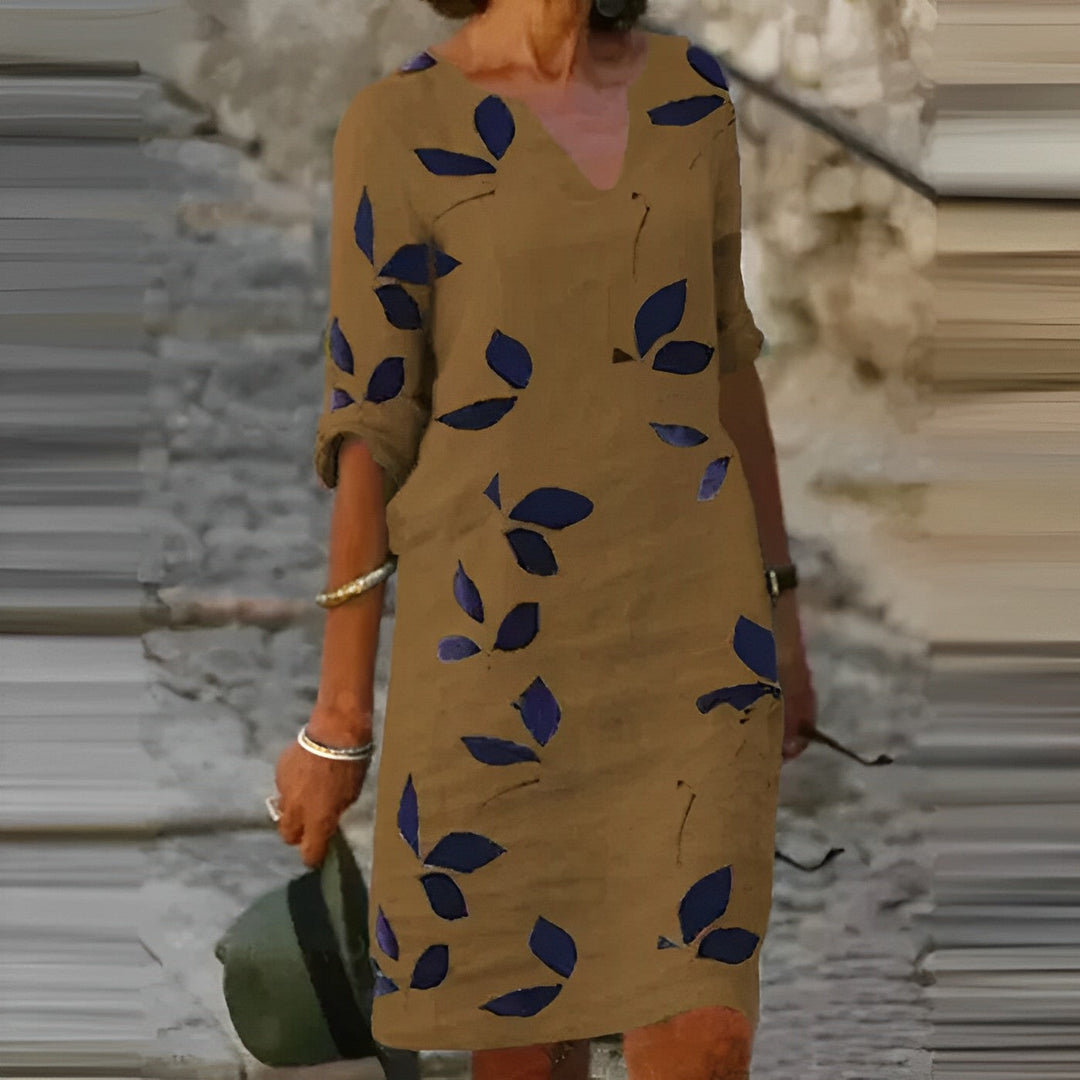 Eva – Leinen Sommerkleid mit V-Ausschnitt